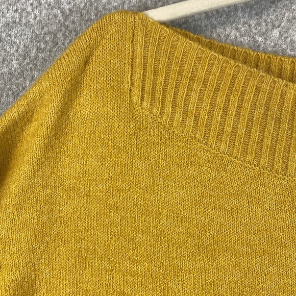 Marled golden yellow boat neck sweater XL boxy comfy neutral colorful preppy - Picture 2 of 7
